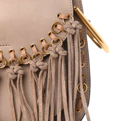 Chloe Calfskin Suede Small Hudson Fringe Shoulder Bag Motty Grey 10 of 12