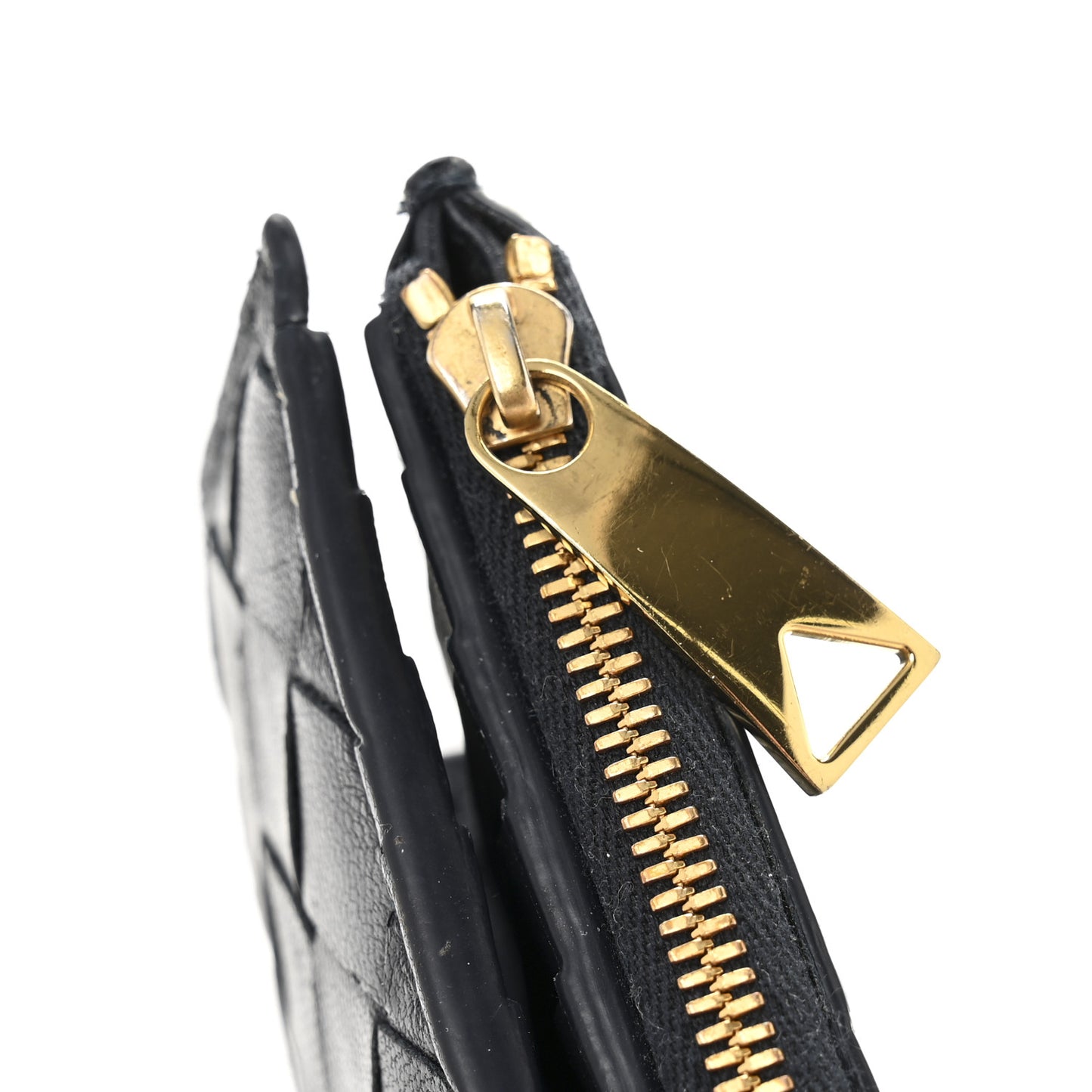 Nappa Intrecciato Medium Bifold Zip Wallet Navy