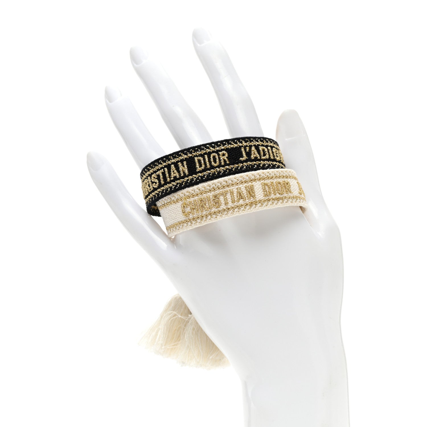 Christian Dior Woven Cotton J'Adior Friendship Bracelet Set Gold Black 2 of 3
