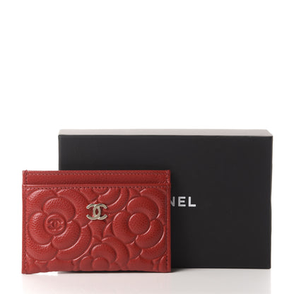 Chanel Caviar Camellia Embossed Card Holder Red 9 of 9