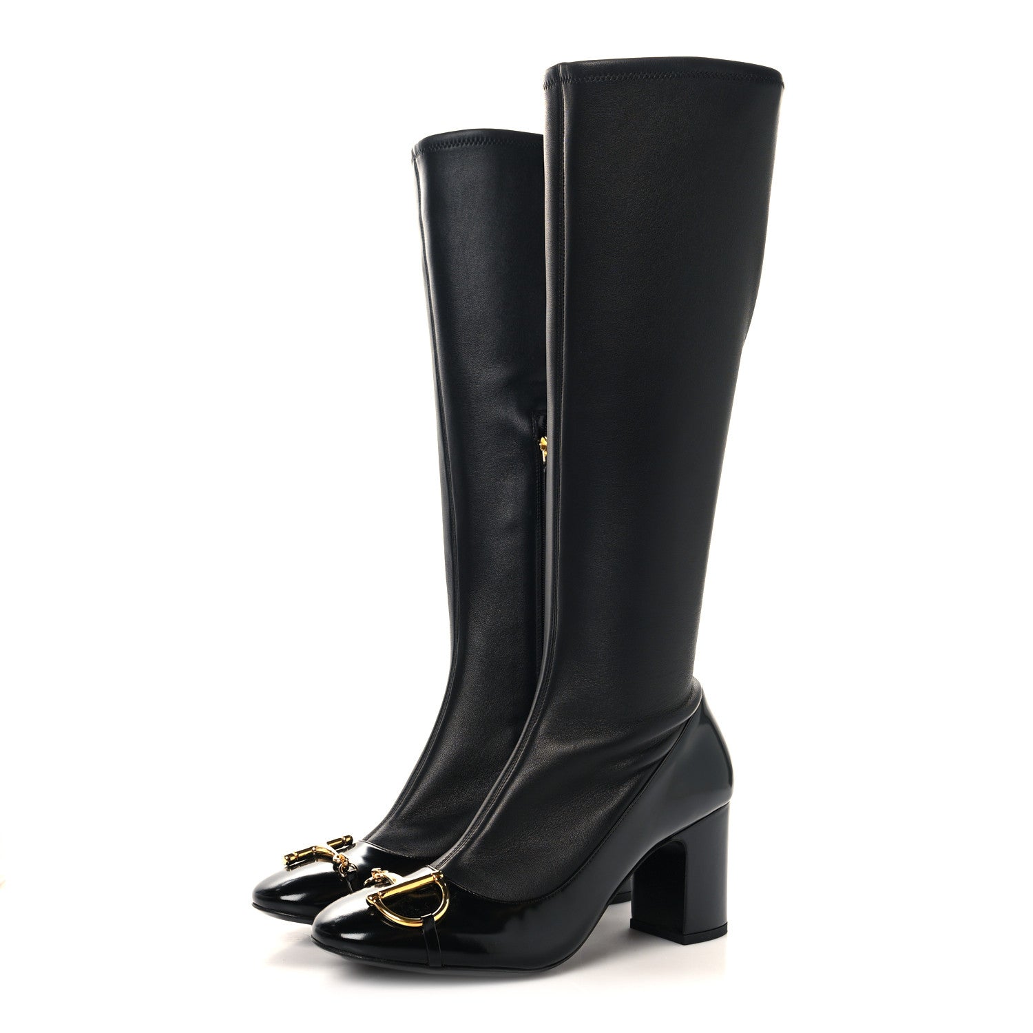 Gucci Nappa Stretch Brixton Horsebit Knee High Boots 39.5 Black 3 of 7