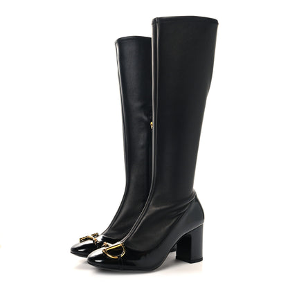 Gucci Nappa Stretch Brixton Horsebit Knee High Boots 39.5 Black 3 of 7