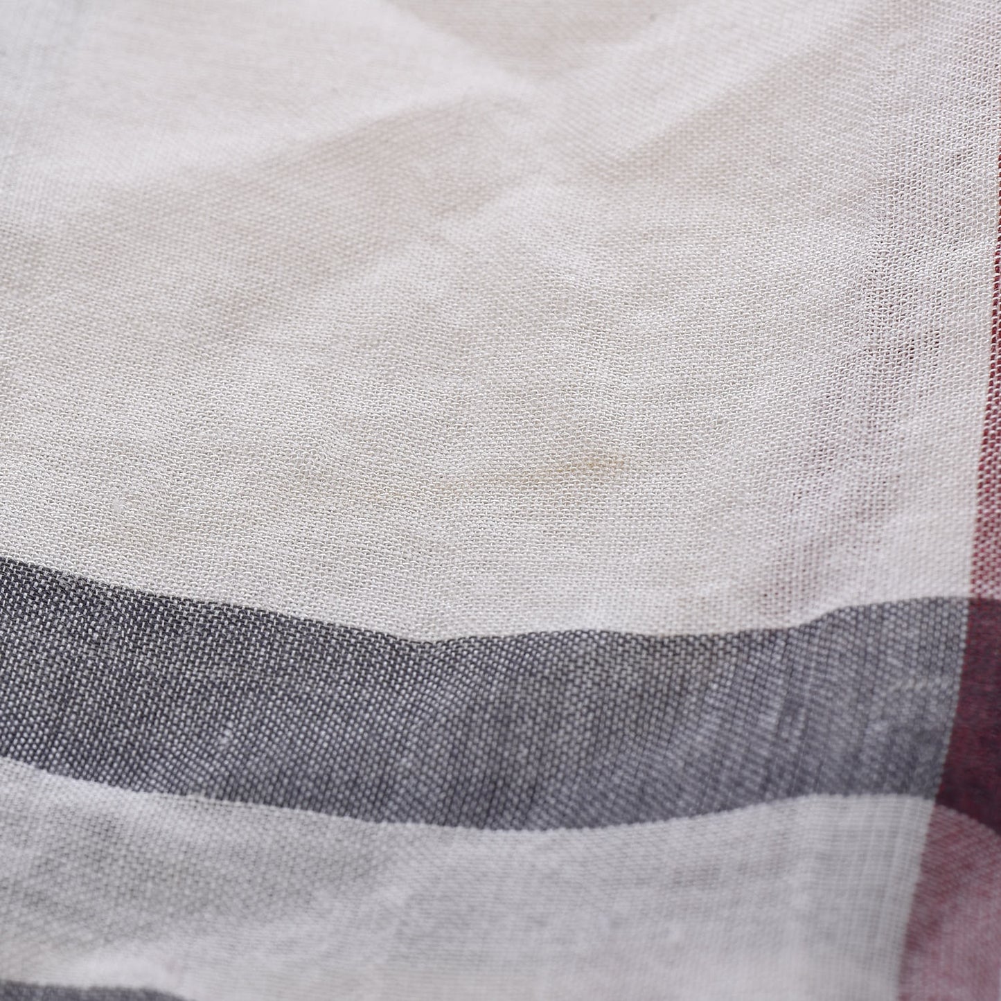 Silk Wool House Check Scarf Ivory