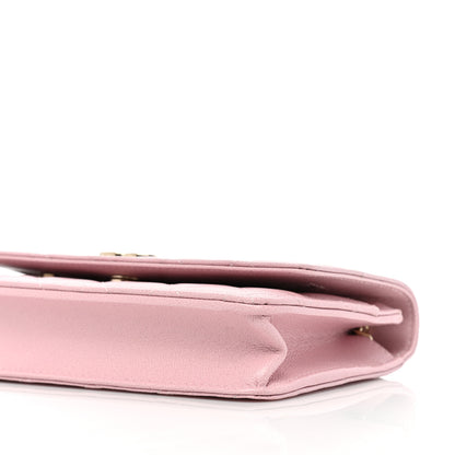 Chanel Caviar Quilted Studded CC Wallet on Chain WOC Light Pink 9 of 12