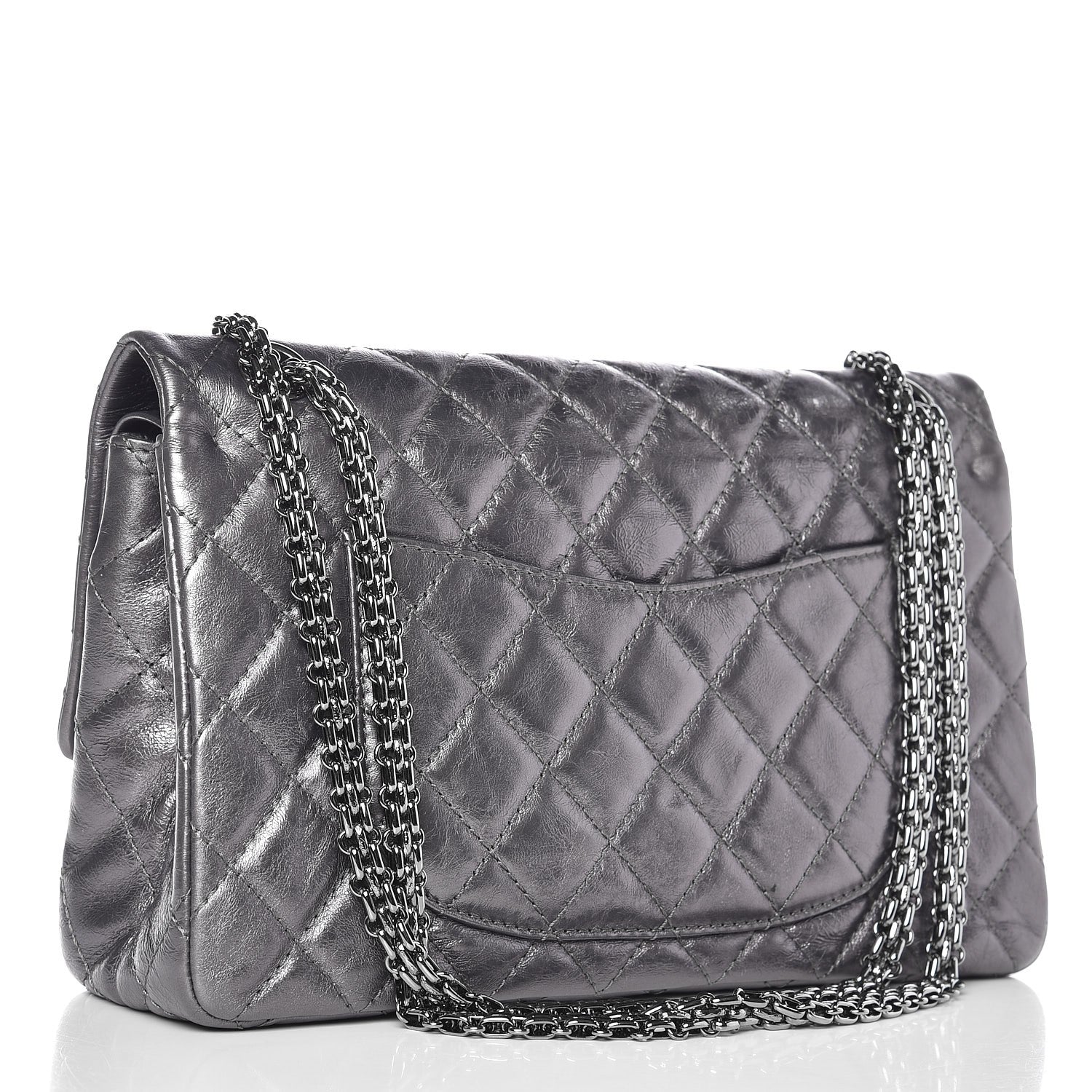 Chanel Metallic Aged Calfskin Quilted 2.55 Reissue 226 Flap Dark Silver 3 of 10