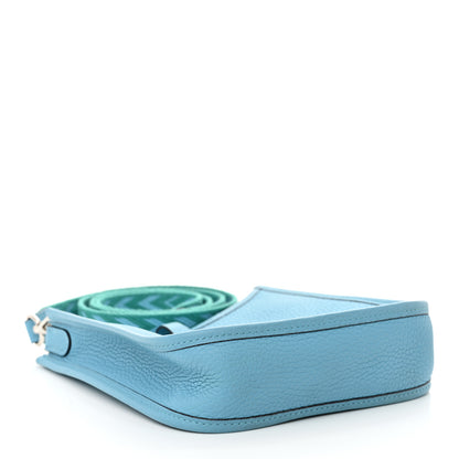 Hermes Taurillon Clemence Amazone Evelyne TPM Bleu Du Nord Vert Verone 4 of 10