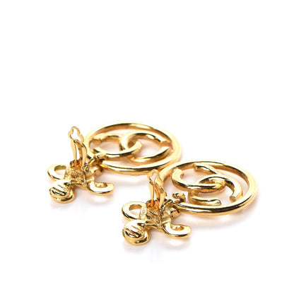 Chanel Large CC Drop Clip On Earrings Gold 3 of 5