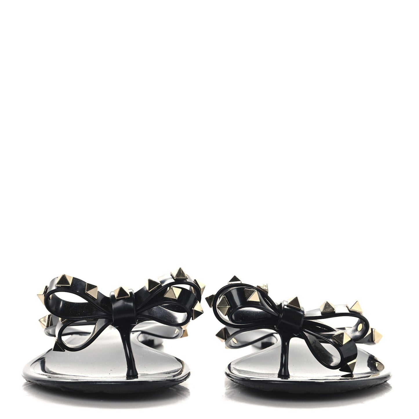 PVC Jelly Rockstud Bow Thong Sandals 38 Black