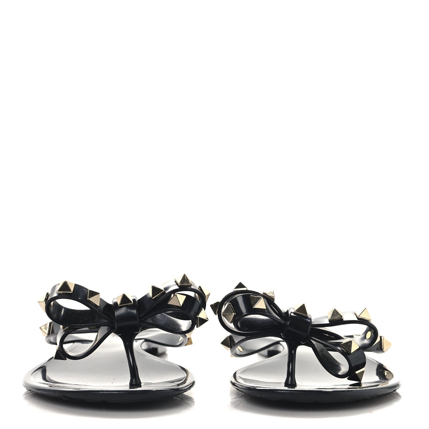 Valentino Garavani PVC Jelly Rockstud Bow Thong Sandals 38 Black 3 of 8
