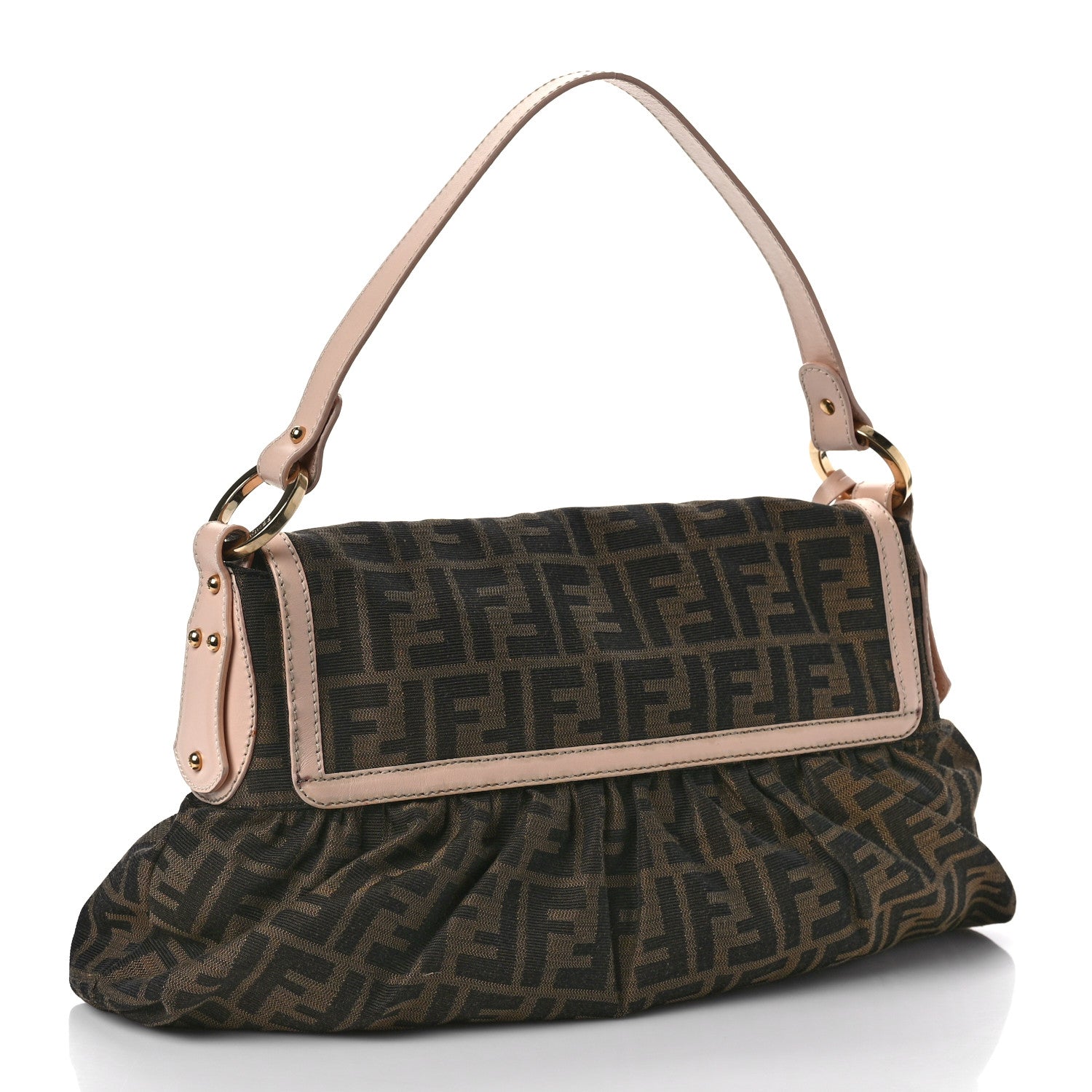 Fendi Zucca Cuoio Lucido Small Chef Shoulder Bag Tobacco Bois de Rose 3 of 10
