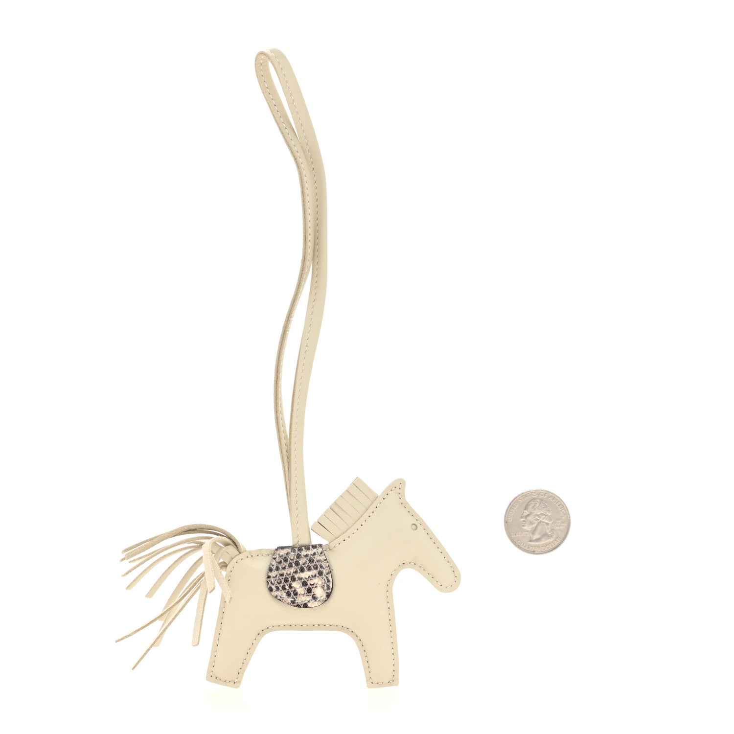 Hermes Milo Lambskin Lizard Touch Grigri Rodeo Horse Bag Charm PM Craie Ombre 2 of 4