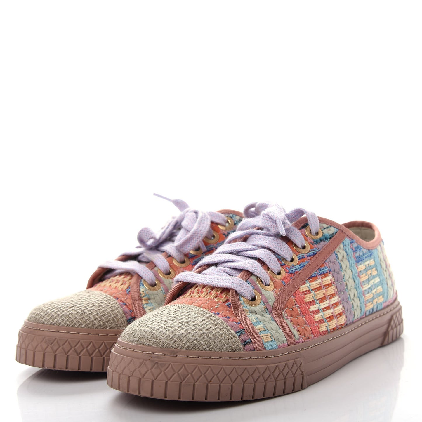 Tweed Low Top Sneakers 36 Multicolor Beige