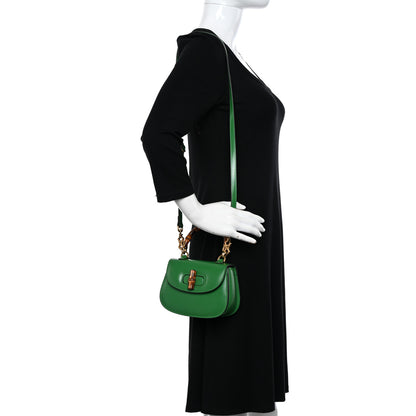 Gucci Boarded Dyana Lux Calfskin Mini Bamboo 1947 Top Handle Bag Spring Green 2 of 10