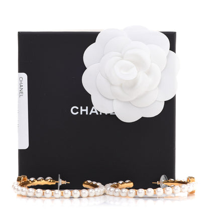 Chanel Pearl CC More Is More Hoop Earrings Gold 6 of 6