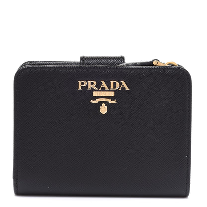 Prada Saffiano Metal Compact Wallet Black 1 of 8