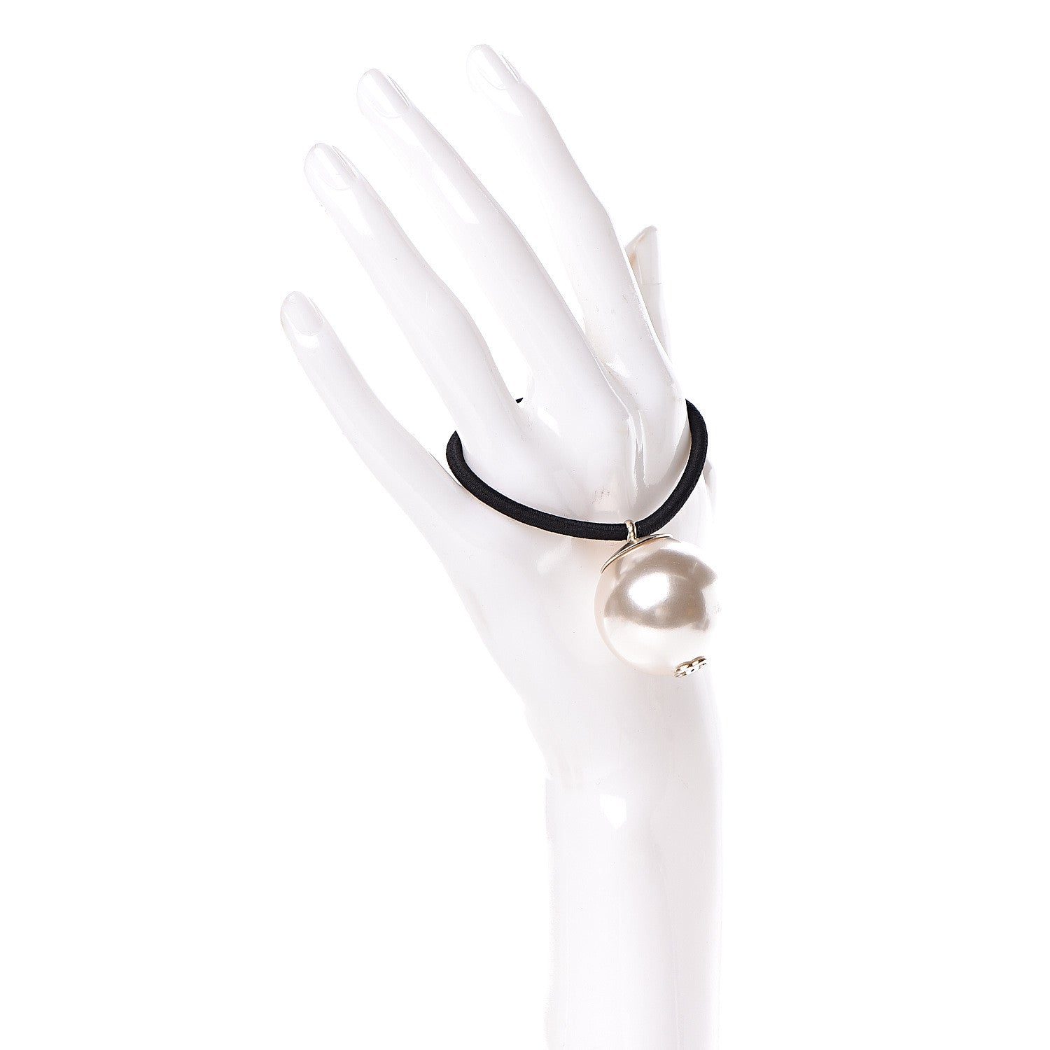 Chanel Pearl CC Hair Tie Black White 2 of 4