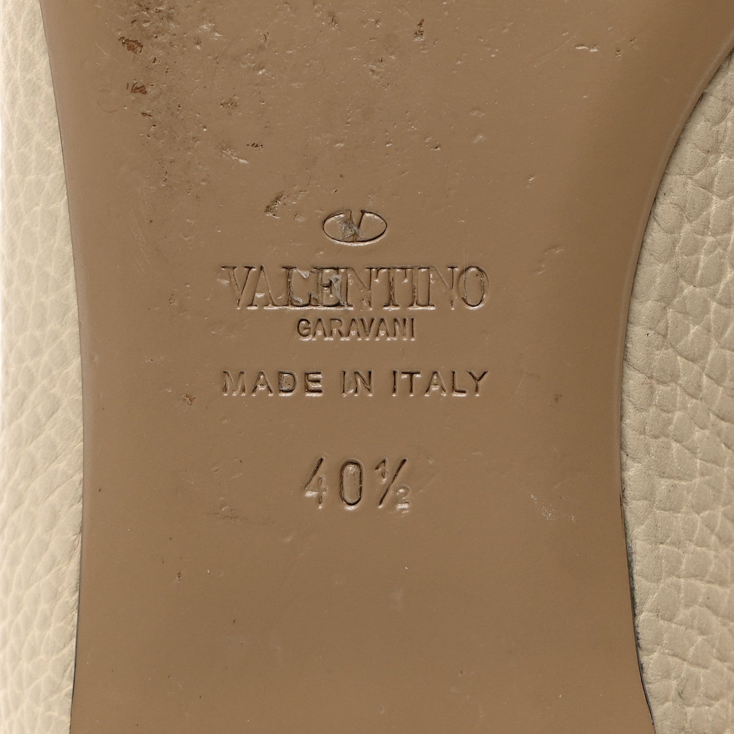 Valentino Garavani Pebbled Calfskin Rockstud Cage Ballerina Flats 40.5 Light Ivory 8 of 10
