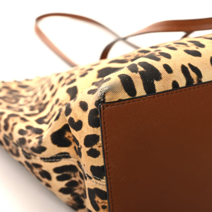 Valentino Garavani Canvas Nappa Leopard Print Rockstud Tote Brown 10 of 14