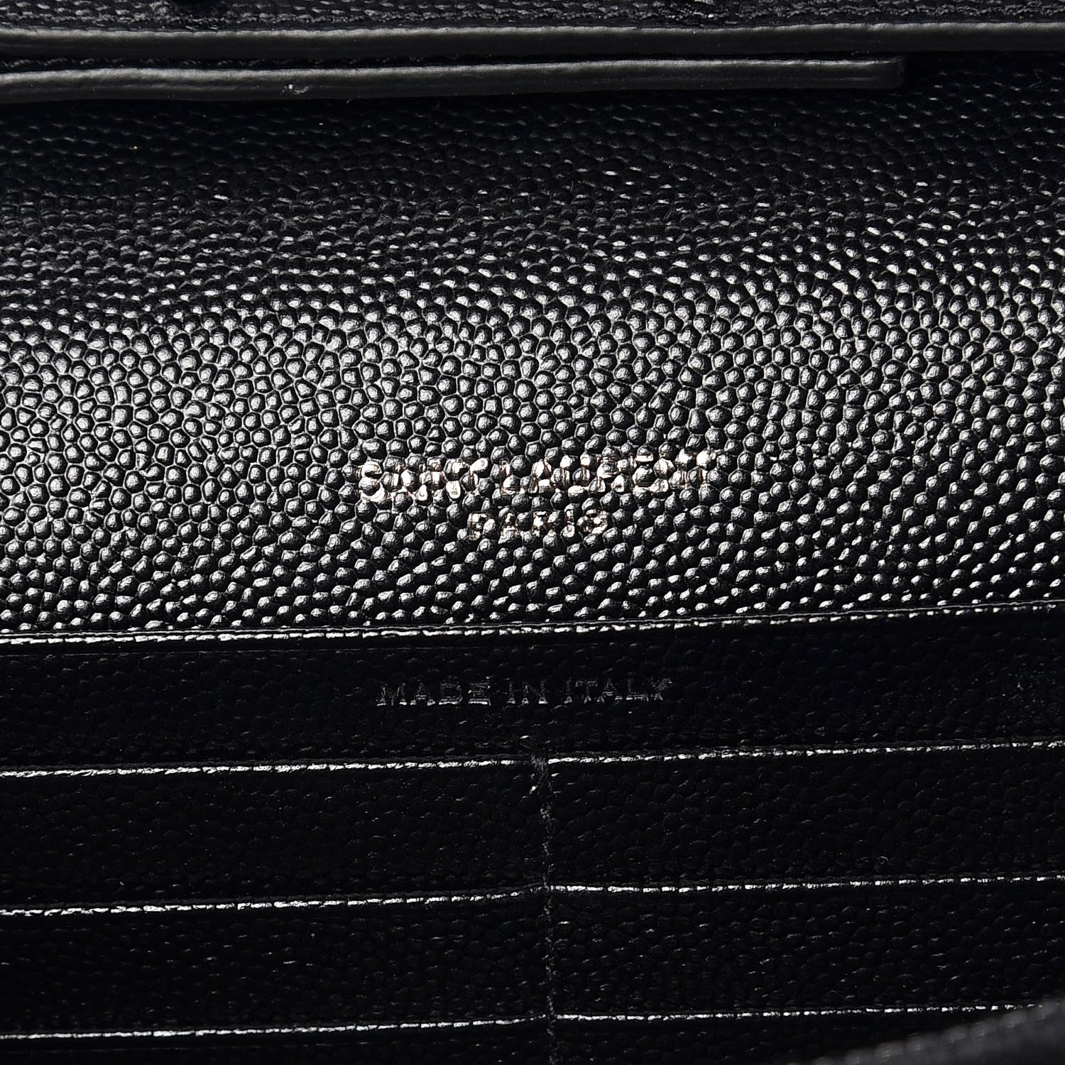 Saint Laurent Grain De Poudre Matelasse Chevron Monogram Chain Wallet Black 6 of 8