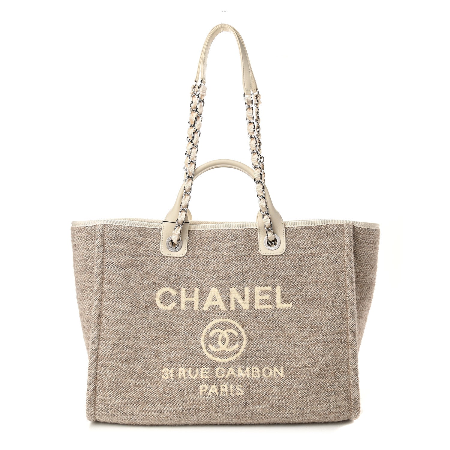 Chanel Mixed Fibers Calfskin Medium Deauville Tote Beige 1 of 9