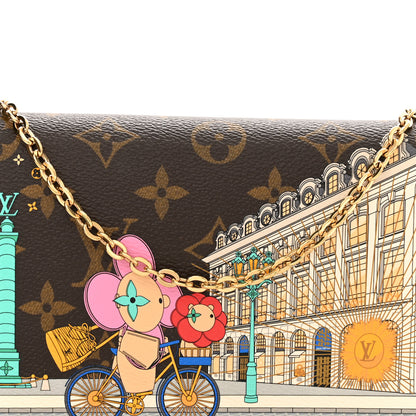 Louis Vuitton Monogram 2022 Christmas Animation Paris Pochette Felicie Chain Wallet Pink 8 of 11