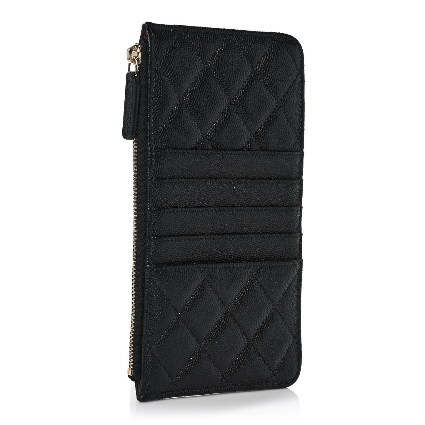 Caviar Quilted Classic Flat Wallet Pouch Black