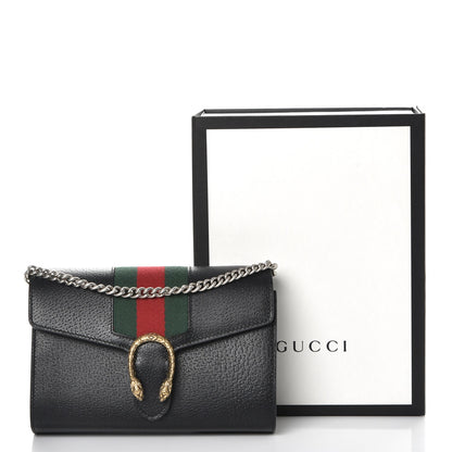 Gucci Calfskin Web Mini Dionysus Chain Wallet Black 8 of 8