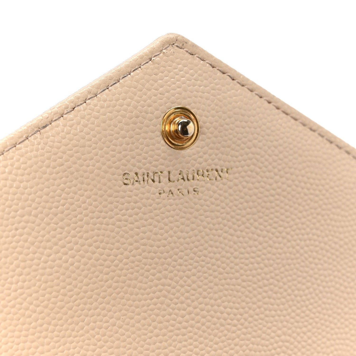 Saint Laurent Grain De Poudre Matelasse Chevron Monogram Chain Wallet Dark Beige 6 of 10