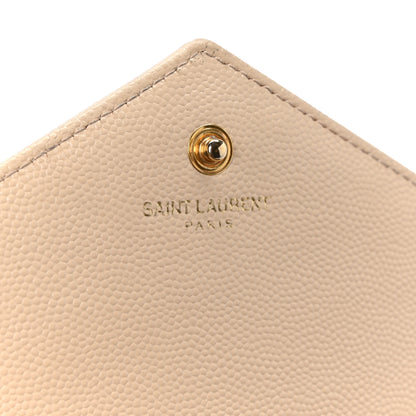 Saint Laurent Grain De Poudre Matelasse Chevron Monogram Chain Wallet Dark Beige 6 of 10