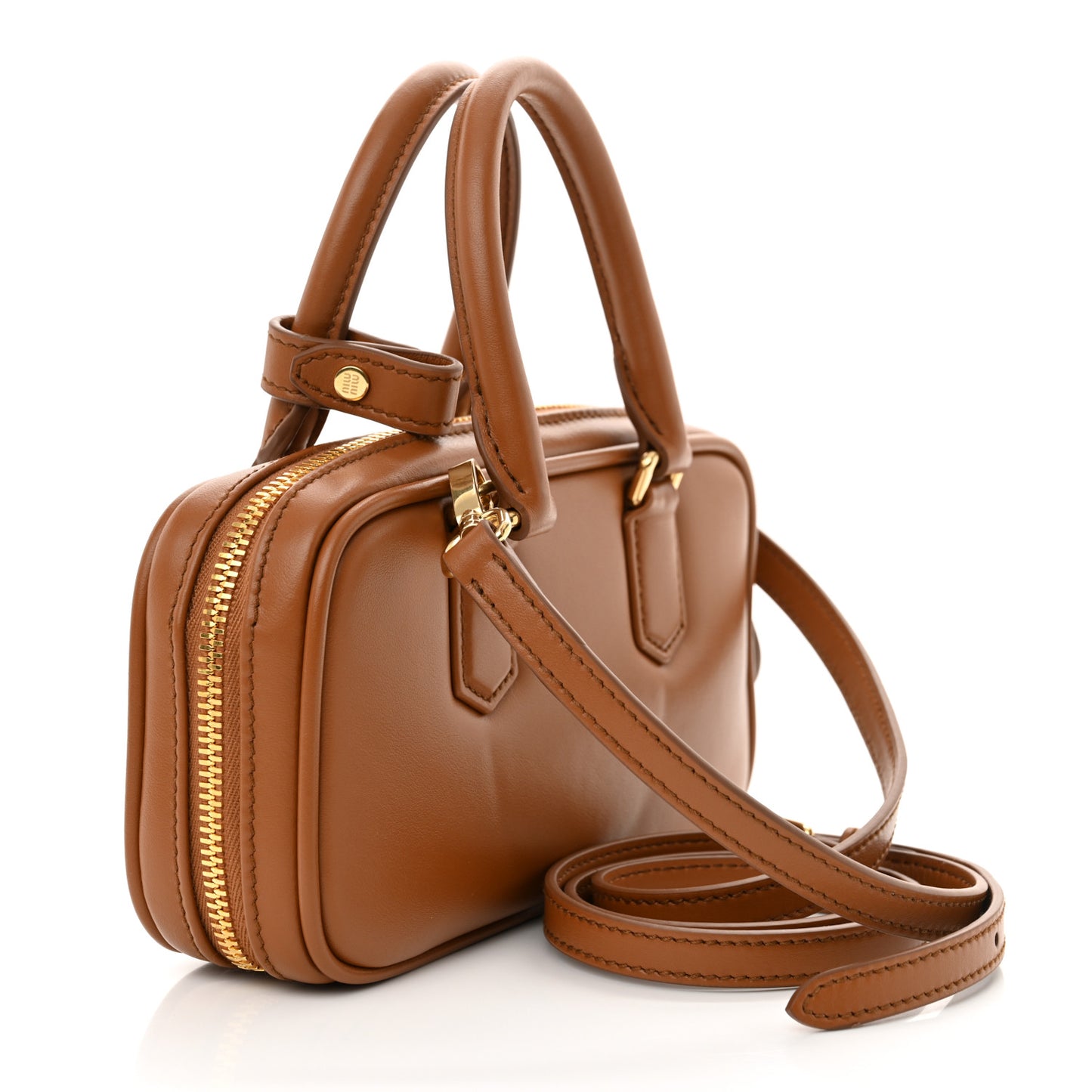 Calfskin Mini Arcadie Top Handle Bag Cognac