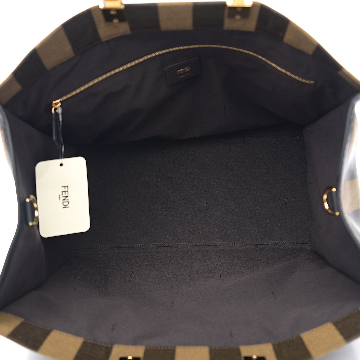 Fabric Jacquard Vitello Seta Plexiglass Pequin Gingham Large Fendi Sunshine Shopper Tote Tobacco Moro Black
