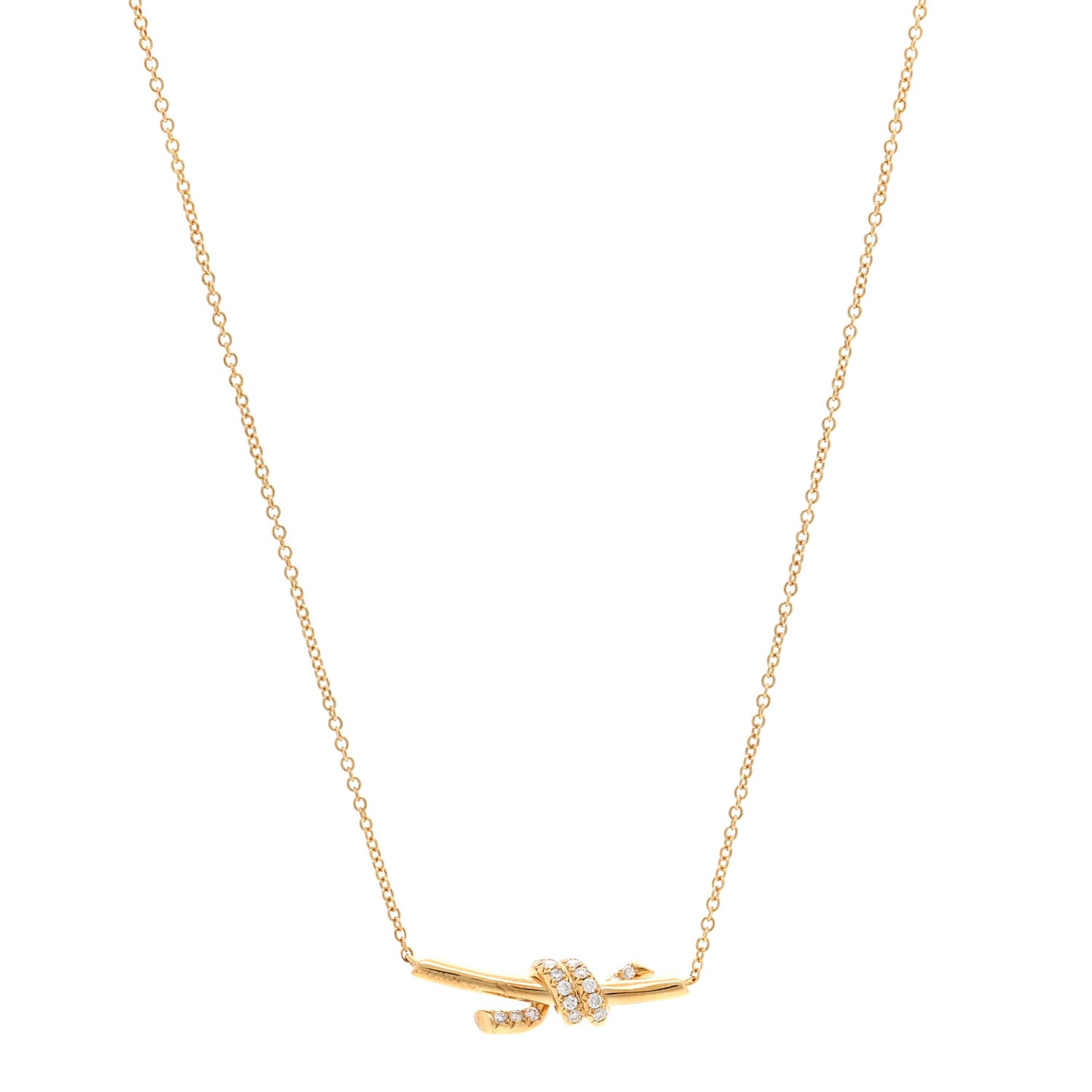 18K Yellow Gold Diamond Small Knot Necklace