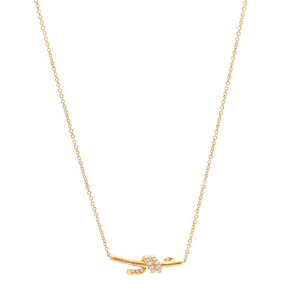 Tiffany 18K Yellow Gold Diamond Small Knot Necklace 1 of 6