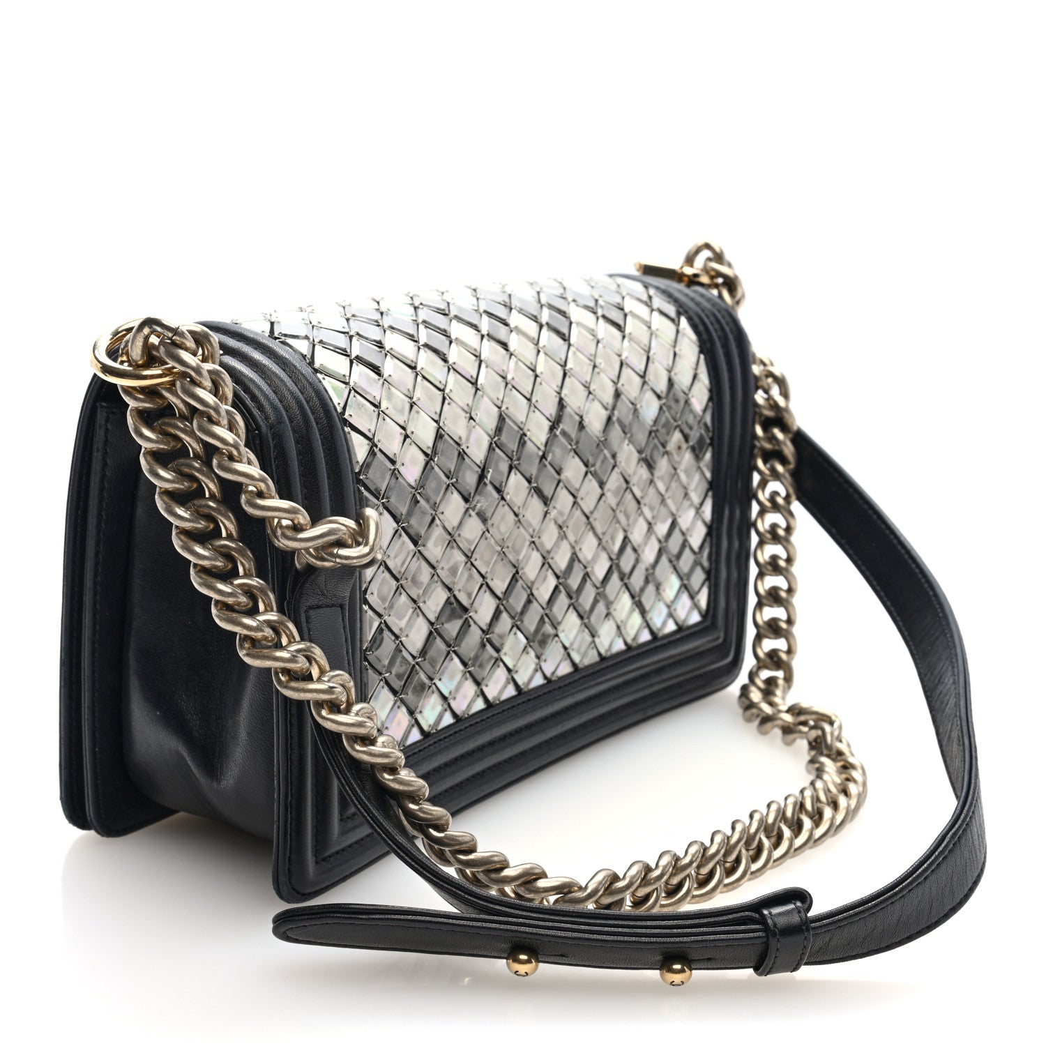 Chanel Lambskin Tile Embroidered Medium Brasserie Mosaic Boy Flap Black Multicolor 3 of 10