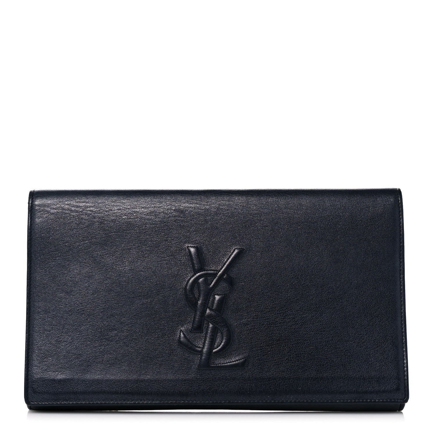 Saint Laurent Calfskin Monogram Large Belle De Jour Clutch Navy 1 of 11