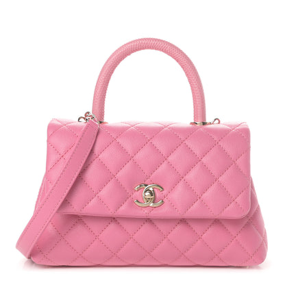 Chanel Caviar Lizard Embossed Quilted Mini Coco Handle Flap Pink 1 of 11