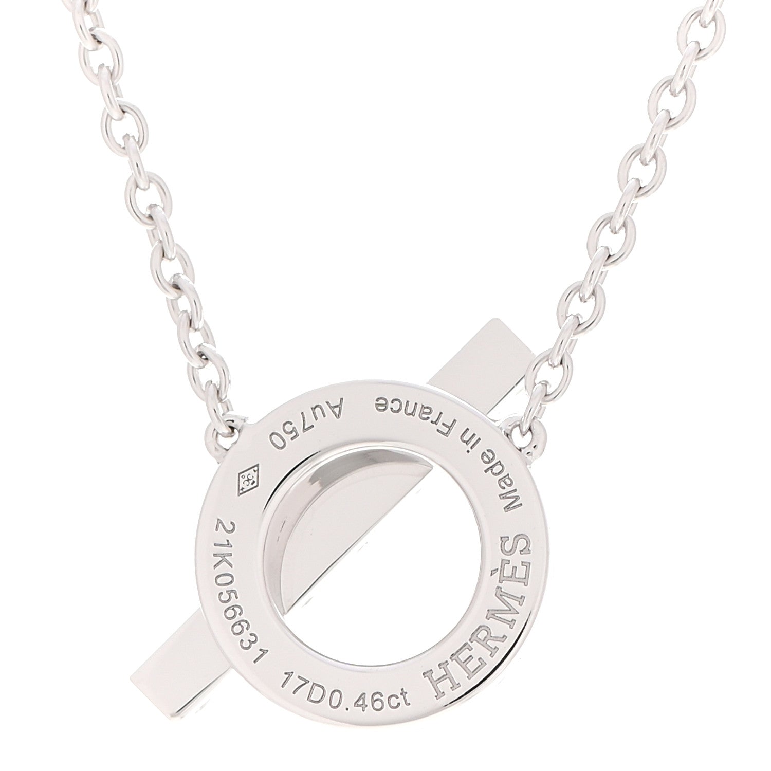 Hermes 18K White Gold Diamond Finesse Pendant Necklace 4 of 5