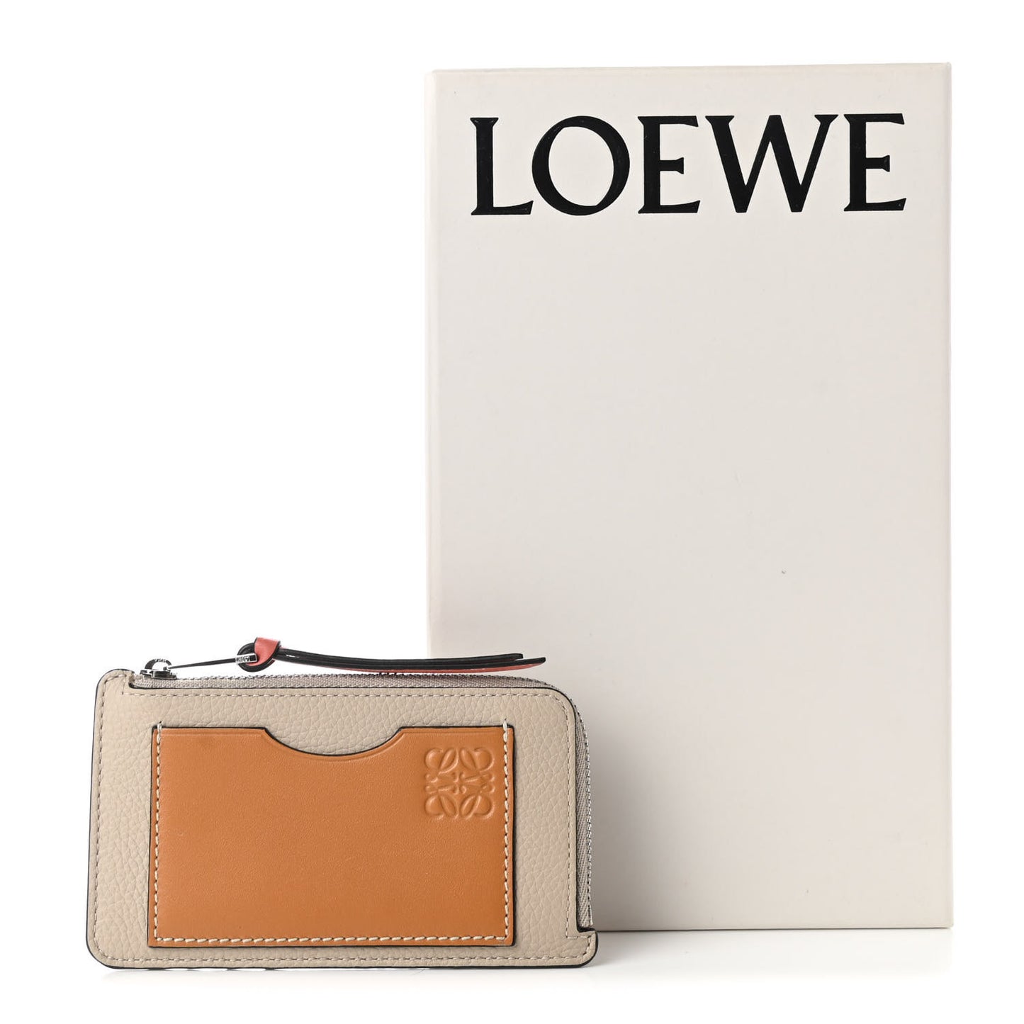 Soft Grained Calfskin Coin Card Holder Light Oat Honey