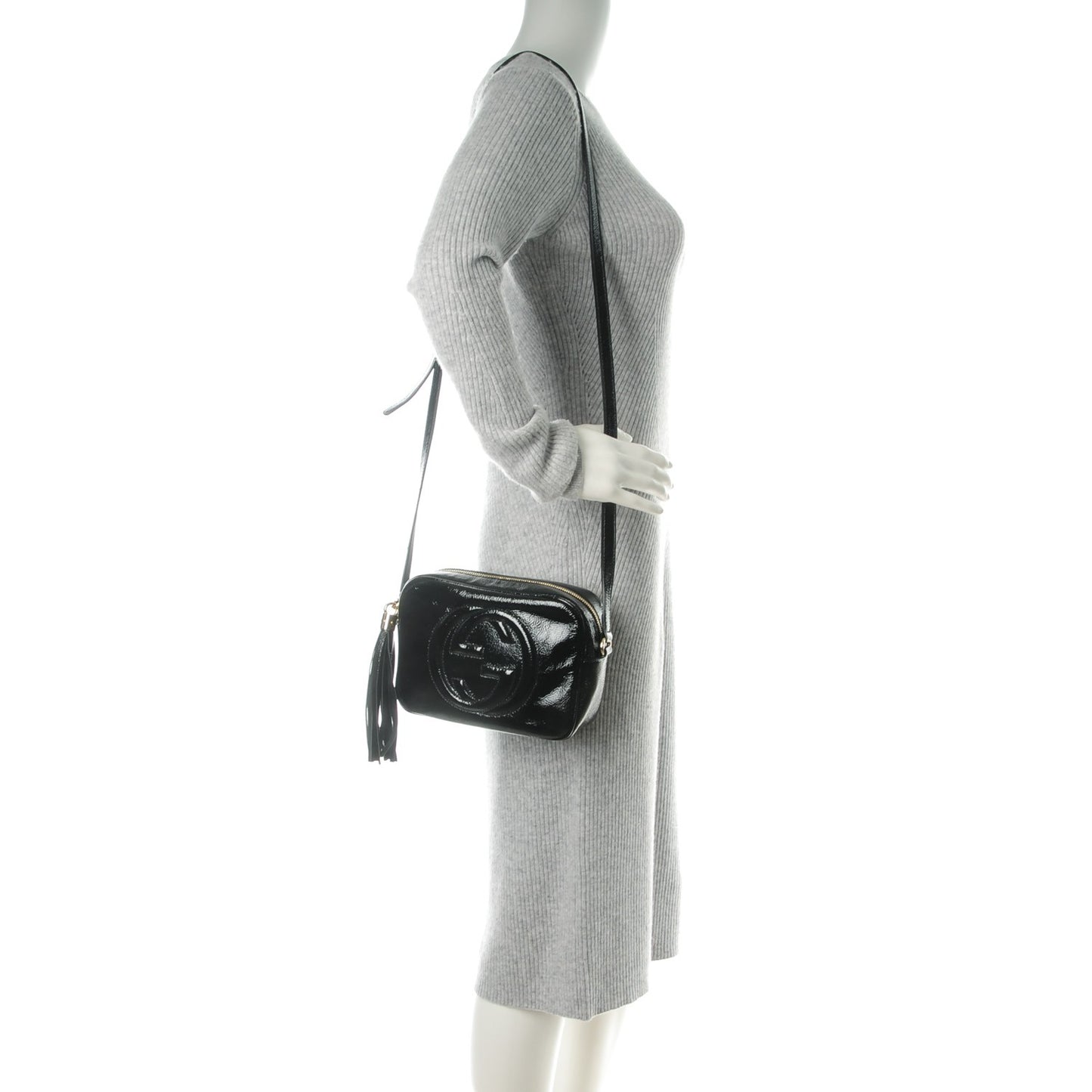 Soft Patent Small Soho Disco Bag Black