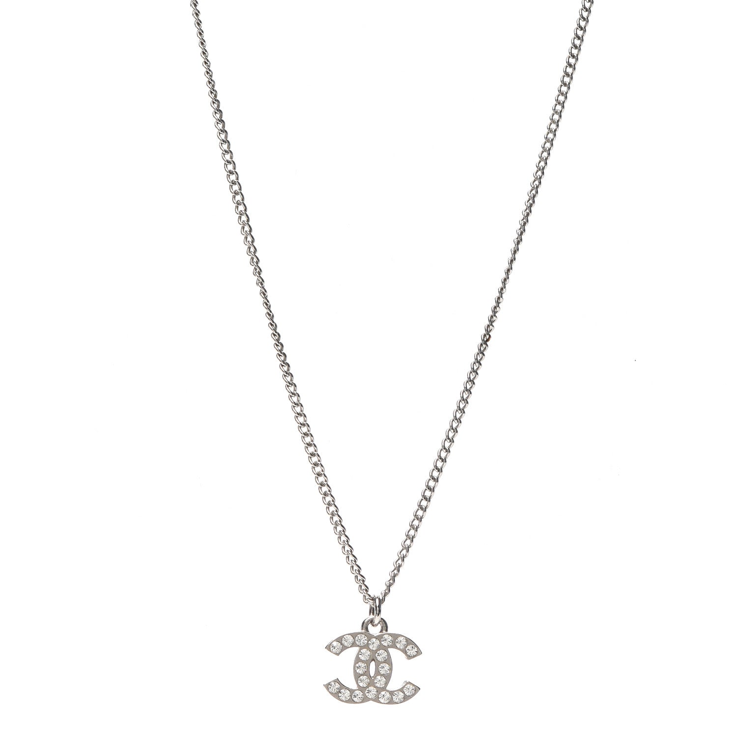 Chanel Crystal Timeless CC Necklace Silver 1 of 4