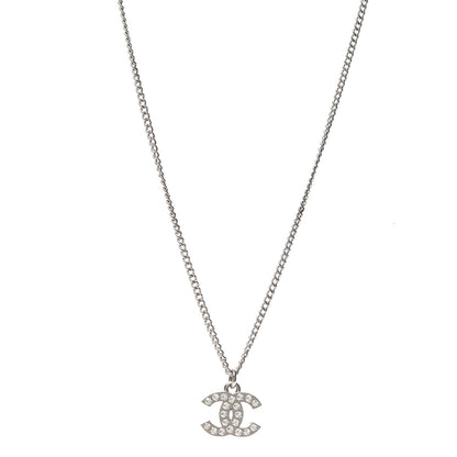 Chanel Crystal Timeless CC Necklace Silver 1 of 4