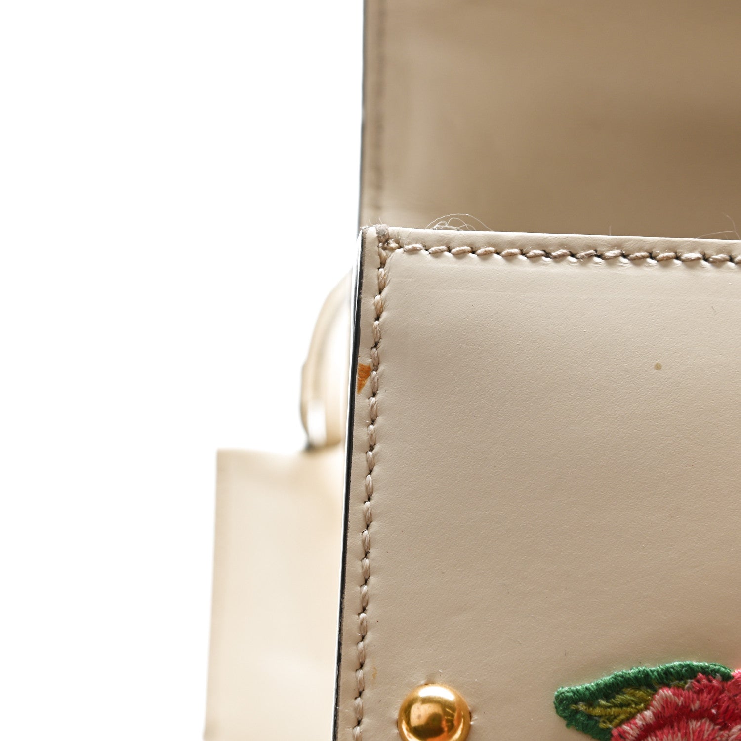 Gucci Calfskin Floral Embroidered Small Padlock Shoulder Bag White 16 of 26