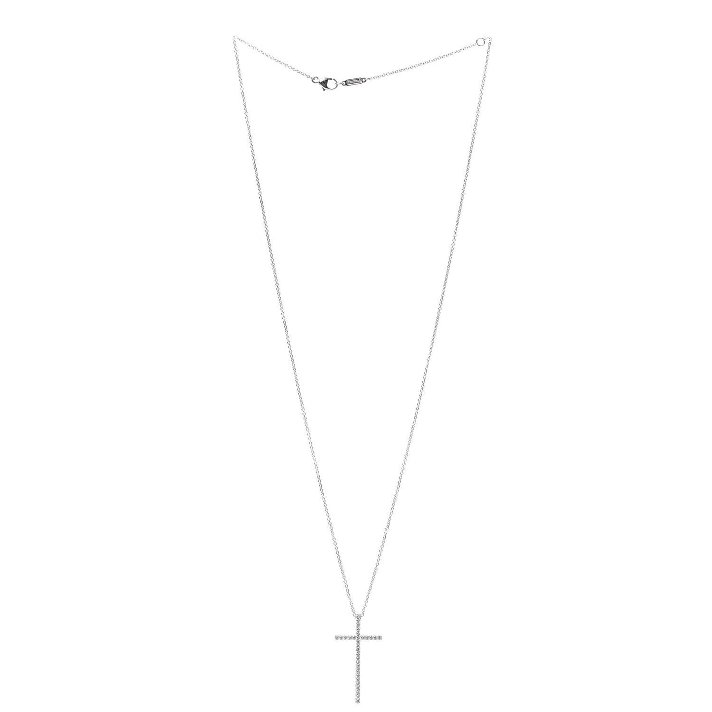 18K White Gold Diamond Metro Cross Pendant Necklace