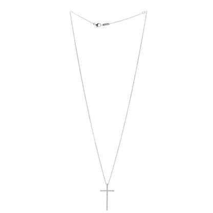 Tiffany 18K White Gold Diamond Metro Cross Pendant Necklace 3 of 8
