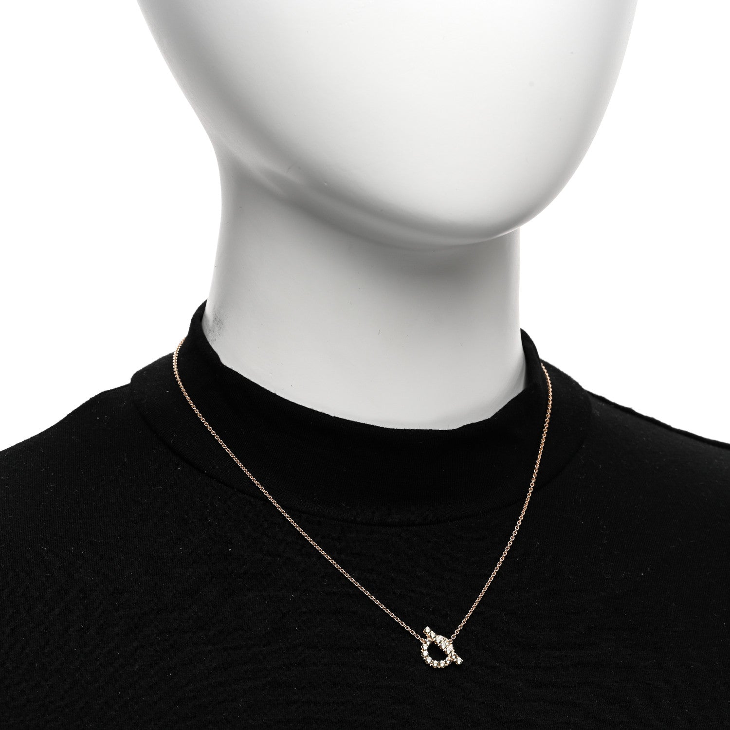 Hermes 18K Rose Gold Green Sapphire Finesse Pendant Necklace 2 of 6