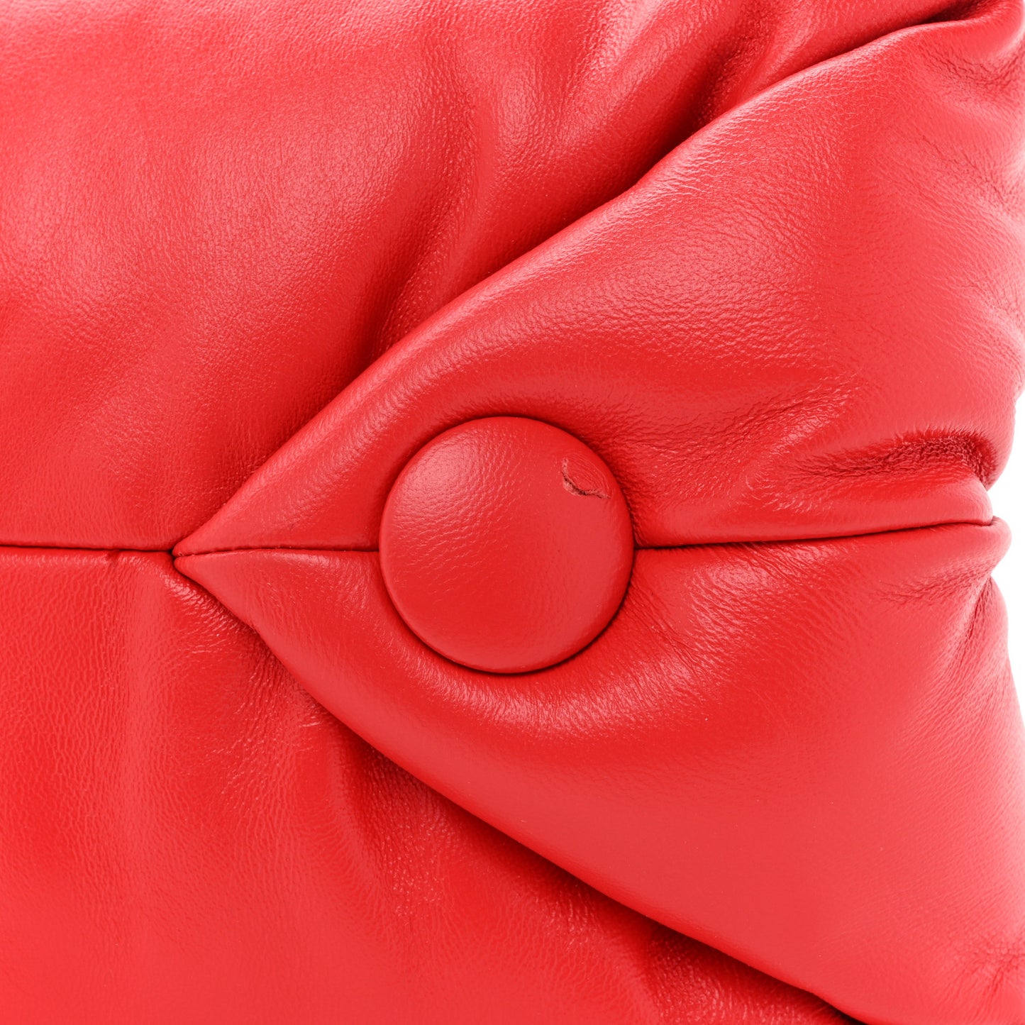 Lambskin Puffy Tobo Chain Shoulder Bag Red