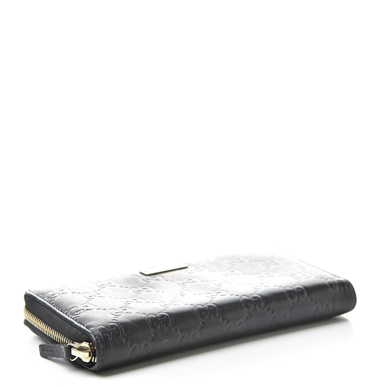 Gucci Guccissima Margaux Calfskin Metal Bar Zip Around Wallet Black 4 of 8