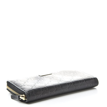 Gucci Guccissima Margaux Calfskin Metal Bar Zip Around Wallet Black 4 of 8