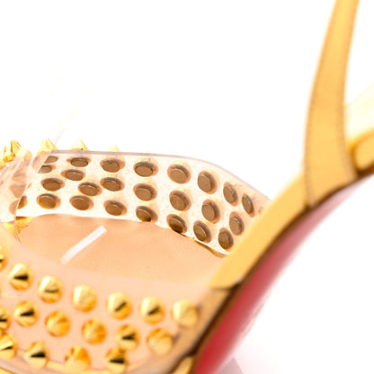Christian Louboutin Nappa PVC Spiked St Jeannette 120 Peep Toe Pumps 35.5 Gold 11 of 14
