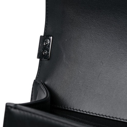 Chanel Calfskin Painted Chevron Embossed Medium Boy Flap Black 11 of 15